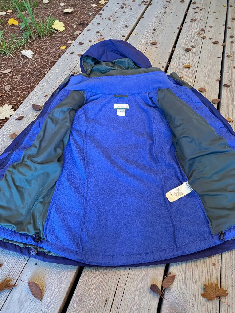 Columbia Interchange Omni-Tech Men’s Large Blue Hooded Waterproof Jacket Coat - Picture 3 of 6